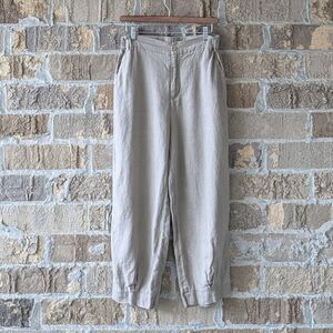 Grae Cove 100% Linen Beige Khaki Cropped Pants Size Medium
